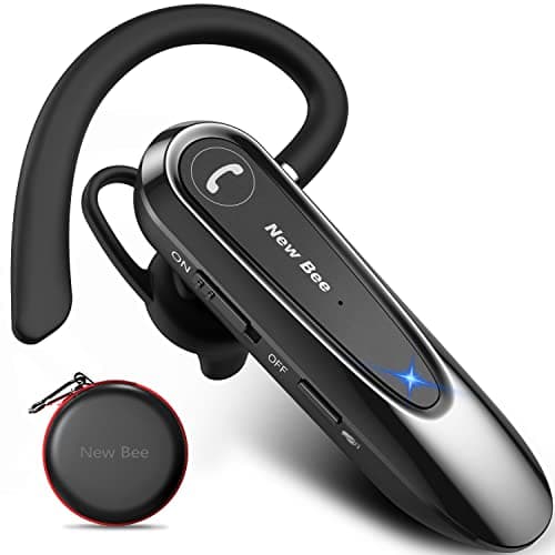 New bee Bluetooth Headsets with Dual Mic V5.0 Handsfree Bluetooth Earpiece with 25 Hrs Talking Time Mic Mute Two Device Connection