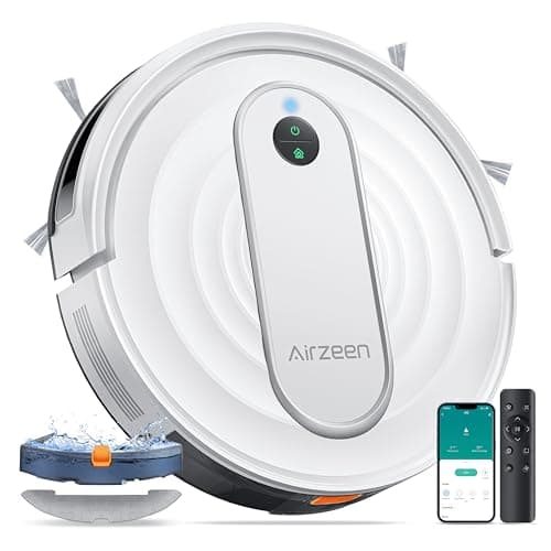 Airzeen Robot Vacuum Cleaner with Mop 4000Pa, Smart Navigation, Sweep/Vacuum/Mop 3-in-1, J10 Robotic Vacuum with Auto Carpet Boost, 3-inch Slim, WiFi/APP/Alexa/Remote, for Pet Hair Hard Floor Carpet