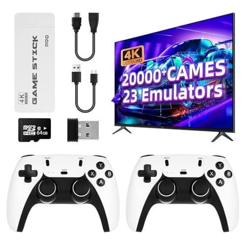 HENTOK Retro Games Console/Video Game Consoles / 2Pack Game Controllers, 64GB Built-in Card / 30000+ Games, 1080P/720P HDMI Display Arcade