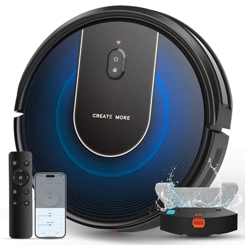 Robot Vacuum Cleaner with Mop,5000PA Strong Suction robotic Vacuums,3 in 1 Robot Hoover,150Mins Runtime Max,Self-Charging, Alexa/App/WiFi for Pet Hair