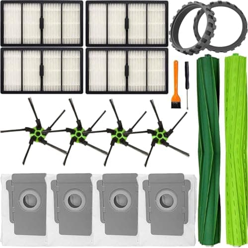 EATBALE Replacement Parts for iRobot Roomba S9 (9150) Plus S9+ (9550) Robot Vacuum Cleaner Accessories Kit 1Set of Multi-Surface Rubber Brushes, 4 Side Brushes, 4 Filters, 4 Dust Bag, 2 Wheel set